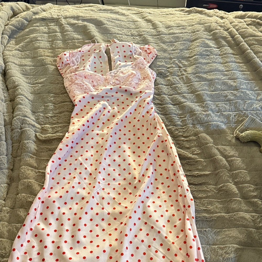 Marshalls Pink and Red Polka Dot Midi Dress